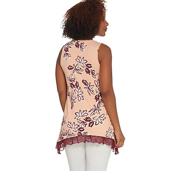 Logo Lori Goldstein Tank Top Tunic Womens Large A-Line French Terry Sharkbite - Picture 2 of 11